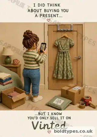 I Thought About a Present... Vinted greeting card sample