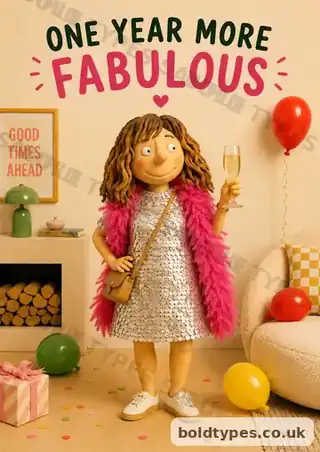 One Year More Fabulous greeting card sample