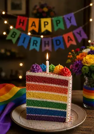 Pride rainbow cake birthday card sample
