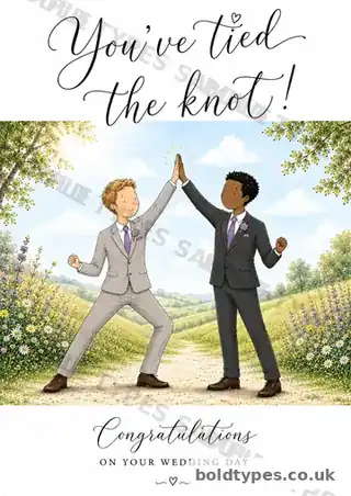 You’ve Tied the Knot — Grooms High Five greeting card sample